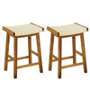 Set of 2 25.5 Inch Dining Bar Stool with Seaweed Woven Seat