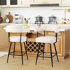 Swivel Bar Stool Set of 2 Counter Height Chairs with Curved Back and Arms-White