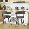 Swivel Bar Stool Set of 2 Counter Height Chairs with Curved Back and Arms-White