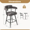 Swivel Bar Stool Set of 2 Counter Height Chairs with Curved Back and Arms-White