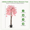 5.5 FT Tall Artificial Cherry Blossom Tree with Pink/White Flowers 1 Pack-Pink
