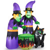 6 Ft Inflatable Halloween Witches with Cauldron & Black Cat
