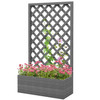 Outdoor Raised Garden Bed Planter Box with Lattice Trellis in Grey Wood Finish