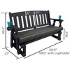 4ft Heavy Duty Black Wooden Porch Glider Bench with Cupholders - Made in USA