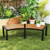 Outdoor Metal Frame Wood Slat Backless Garden Bench with Modern Arch Design