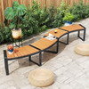 Outdoor Metal Frame Wood Slat Backless Garden Bench with Modern Arch Design