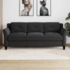 Modern 3-Seater Black Microfiber Upholstered Sofa