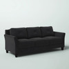 Modern 3-Seater Black Microfiber Upholstered Sofa