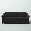 Modern 3-Seater Black Microfiber Upholstered Sofa