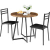 Modern 3-Piece Kitchen Dining Set with Round Wood-Top Table and 2 Chairs