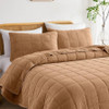 Full/Queen Size 3-Piece Taupe Brown Sienna Faded Stone Washed Cotton Quilt Set