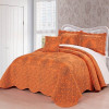 Queen size Orange Nectarine Damask Embroidered 4 Piece Oversized Bedspread Set Queen size Orange Nectarine Damask Embroidered 4 Piece Oversized Bedspread Set
