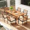 7 Piece Patio Acacia Wood Dining Set Solid Wooden Dining Furniture with Umbrella Hole 7 Piece Patio Acacia Wood Dining Set Solid Wooden Dining Furniture with Umbrella Hole
