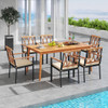 7 Piece Patio Acacia Wood Dining Set Solid Wooden Dining Furniture with Umbrella Hole 7 Piece Patio Acacia Wood Dining Set Solid Wooden Dining Furniture with Umbrella Hole