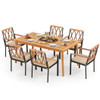 7 Piece Patio Acacia Wood Dining Set Solid Wooden Dining Furniture with Umbrella Hole 7 Piece Patio Acacia Wood Dining Set Solid Wooden Dining Furniture with Umbrella Hole