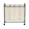 Farmhouse 4 Section Removeable Bag Wheeled Laundry Sorter Cart