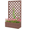 Outdoor Brown Wooden Raised Garden Bed Planter Box with Lattice Trellis