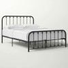 Queen Classic Black Metal Bed Frame with Rounded Corners Headboard and Footboard