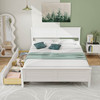 Full Size White Platform Bed Frame with 2 Storage Drawers