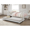 Twin size Traditional White Rounded Iron Daybed with Roll Out Trundle Bed Frame