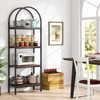 Modern Industrial Metal Wood Display Rack Bookcase with 4 Storage Shelves