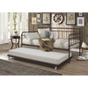 Twin size Rounded Iron Daybed with Roll Out Trundle Bed Frame in Copper Brown