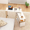 360?° Rotating Sofa Side Table with Storage Bookcase and Hooks for Living Room-White