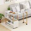 360?° Rotating Sofa Side Table with Storage Bookcase and Hooks for Living Room-White