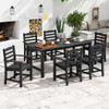 7 Pieces Outdoor Dining Table Set for 6 People 67 Inch HDPE Patio Rectangle Table and 6 Armchairs-B