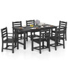 7 Pieces Outdoor Dining Table Set for 6 People 67 Inch HDPE Patio Rectangle Table and 6 Armchairs-B