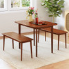 Wooden Dining Table for 2-4 People Kitchen Table with Rubber Wood Legs-Walnut