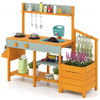 Play Kitchen for Kids Wooden Toy Kitchen Playset Pretend Mud Kitchen-Yellow