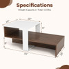 2-Tier Geometric Coffee Table with Storage Shelves for Living Room and Reception Room-White and Bro