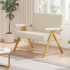 Loveseat Sofa with Armrests and Wooden Legs-Beige