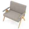 Loveseat Sofa with Armrests and Wooden Legs-Beige