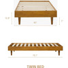 Twin size Mid-Century Modern Platform Bed Frame in Light Wood Finish