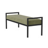 Modern Industrial Bed Bench with Black Metal Frame and Sage Green Velvet Cushion