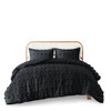 Full/Queen 3 Piece Pompom Microfiber Hypoallergenic Comforter Set in Black