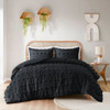 Full/Queen 3 Piece Pompom Microfiber Hypoallergenic Comforter Set in Black