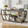 Industrial Chic 70-inch Long Narrow Console Sofa Table with Gray Wood Shelves