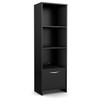 Modern Bookcase with 3 Shelves & Bottom Door in Black