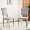 Farmhouse Dining Chair Set of 2 Fabric Upholstered Kitchen Chairs-Grey