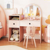 Kids Vanity Desk and Chair Set with Lights  Open Shelves-White