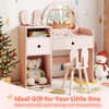 Kids Vanity Desk and Chair Set with Lights  Open Shelves-White