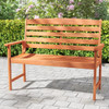 2-Person Wooden Garden Bench with Slatted Backrest and Comfortable Armrests
