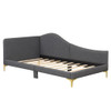 Full/Twin Size Rivet-Tufted Platform Bed with Metal Legs and Wood Slats-Twin Size
