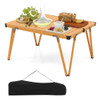 Folding Camping Table Picnic Table with Storage Bag and Waterproof Desktop-Brown