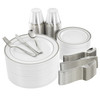 Elama 600 Piece Disposable Plastic Dinnerware Party Set for 100 Guests in White with Silver Trim