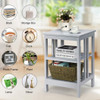 2 Pieces 3-Tier Nightstand with Reinforced Bars and Stable Structure-Dark Brown