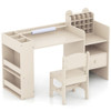 Kids Art Table and Chair Set with Detachable Paper Roll Holder and Cabinet-White